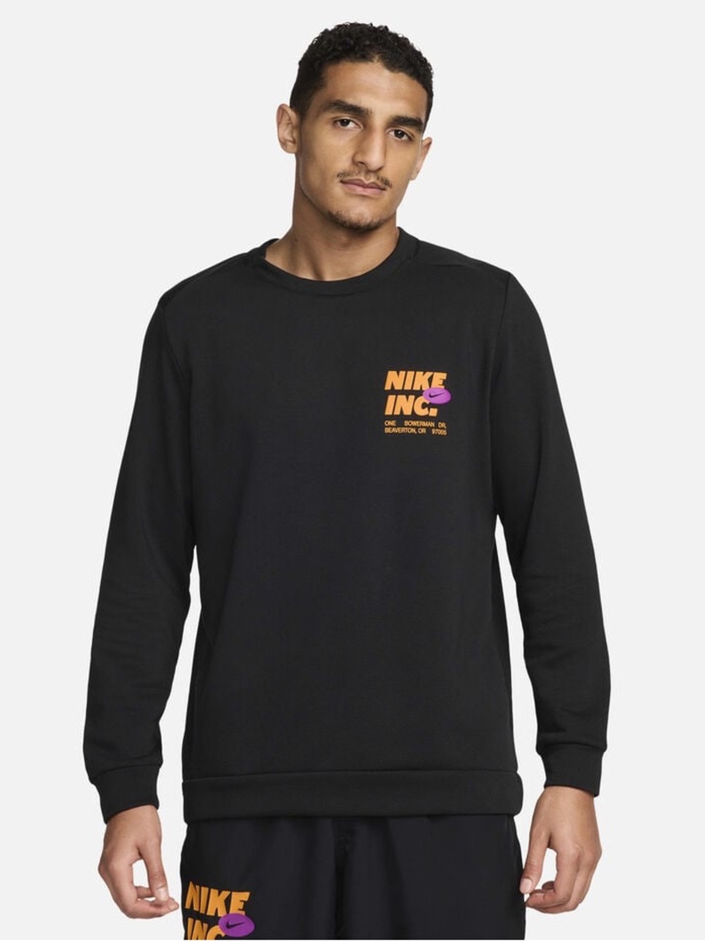 Nike Black Crewneck Sweatshirt with Orange and Purple Logo